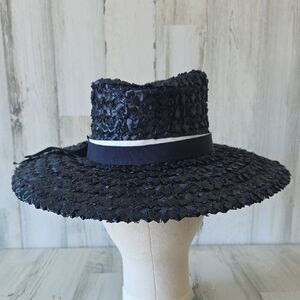 Vintage Eva Mae Modes Chic Midnight Blue Women's Hat Sunday Church Retro 50s